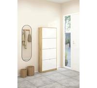 Dmora - Scarpiera Natalie, Mobile portascarpe, Armadio da ingresso multiuso, Mobiletto per calzature, 70x24 h162 cm, Quercia e Bianco lucido