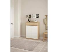 Dmora Scarpiera Noelle, Mobile portascarpe, Armadio da Ingresso Multiuso, Mobiletto per Calzature, 80x40 h111 cm, Rovere e Bianco