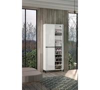 Dmora Scarpiera Nouakchott, Mobile portascarpe, Armadio da Ingresso Multiuso, Mobiletto per Calzature, Made in Italy, 81x34h200 cm, Bianco Lucido e Antracite