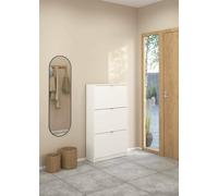 Dmora - Scarpiera Paris, Mobile portascarpe, Armadio da ingresso multiuso, Mobiletto per calzature, 70x24 h124 cm, Bianco