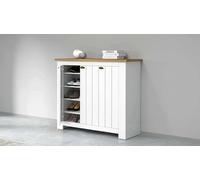 Dmora Scarpiera Tolomeo, Porta Scarpe salvaspazio a 3 Ante, Armadio Multifunzione da Ingresso, 114x42h100 cm, Bianco e Rovere