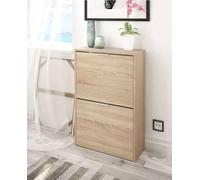 Dmora Scarpiera Valdosta, Portascarpe salvaspazio a 2 Ante, Scarpiera da Ingresso, Armadio scarpiera, 50x22h76 cm, Rovere