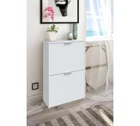 Dmora Valdosta, Portascarpe salvaspazio a 2 Ante, Ingresso, Armadio scarpiera, 50x22h76 cm, Bianco, Pannello melaminico 15mm