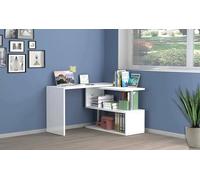 Dmora Scrivania Candido, Scrittoio angolare Porta PC, Tavolo Multiuso per Ufficio, Scrivania salvaspazio Multiposizione, 100% Made in Italy, cm 120x50h75, Bianco Lucido