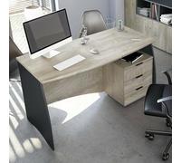 Dmora - Scrivania Carrollton, Scrittoio da ufficio, Tavolo da studio porta PC con 3 cassetti, 136x67h74 cm, Rovere e Antracite