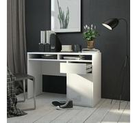 Dmora - Scrivania Cherie, Scrittoio multiuso, Tavolo per ufficio porta PC, Piano di lavoro, 110x48 h77 cm, Bianco lucido