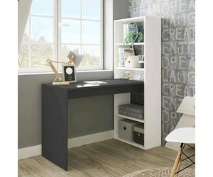 Dmora Scrivania Denton 53x120x144h cm Nero Opaco Modulabile 5 Ripiani, con Libreria