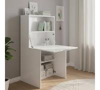 Dmora - Scrivania Gianpiero, Mobile multiuso con scaffali e piano da lavoro, Tavolo multiuso per ufficio, Scrivania salvaspazio multiposizione, 100% Made in Italy, cm 70x35h140, Bianco lucido