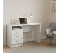 Dmora - Scrivania lineare con tre cassetti, colore bianco, Misure 120 x 72 x 48 cm