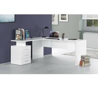 Dmora - Scrivania Mark, Scrittoio angolare porta PC, Tavolo multiuso per ufficio, Scrivania salvaspazio multiposizione, 100% Made in Italy, cm 160x60h75, Bianco lucido