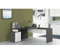 Dmora - Scrivania Mark, Scrittoio angolare porta PC, Tavolo multiuso per ufficio, Scrivania salvaspazio multiposizione, 100% Made in Italy, cm 160x60h75, Ardesia e Bianco lucido