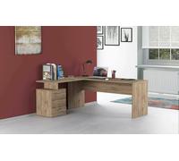 Dmora Scrivania Mark, Scrittoio angolare Porta PC, Tavolo Multiuso per Ufficio, Scrivania salvaspazio Multiposizione, 100% Made in Italy, cm 180x60h75, Rovere