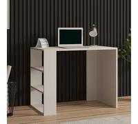 Dmora Scrivania Merino 90x50x70h cm Beige 3 Ripiani 3 Vani, con Libreria