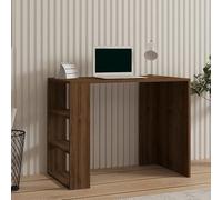 Dmora Scrivania Metana 90x50x70h cm Marrone Noce 3 Ripiani 3 Vani, con Libreria