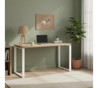 Dmora - Scrivania Michele, Scrittoio multiuso, Tavolo per ufficio porta PC, Piano di lavoro, 150x60 h76 cm, Rovere e Bianco