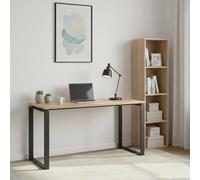 Dmora - Scrivania Michele, Scrittoio multiuso, Tavolo per ufficio porta PC, Piano di lavoro, 150x60 h76 cm, Rovere e Grigio