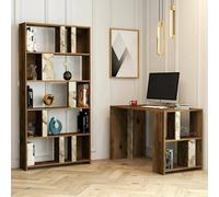 Dmora - Scrivania Mirach, Scrittoio Multiuso, Tavolo per Ufficio Porta PC, Piano di Lavoro, 120x60h75 cm, Noce e Bianco Marmo