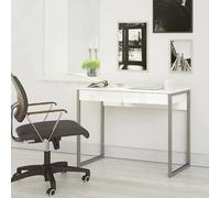 Dmora - Scrivania Pierrette, Scrittoio multiuso, Tavolo per ufficio porta PC, Piano di lavoro, 101x40 h77 cm, Bianco lucido