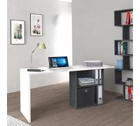 Dmora - Scrivania Raimondo, Scrittoio lineare porta PC, Tavolo multiuso per ufficio, Scrivania salvaspazio, 100% Made in Italy, cm 110x50h75, Bianco lucido e Ardesia
