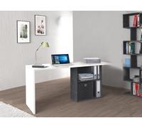Dmora – Scrivania Raimondo porta PC, 2 ripiani, 110x50x75 cm, Bianco e Ardesia – Made in Italy