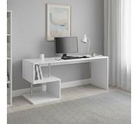 Dmora - Scrivania Samuel, Scrittoio lineare porta PC, Tavolo multiuso per ufficio, Scrivania salvaspazio multiposizione, 100% Made in Italy, cm 180x60h78, Bianco lucido