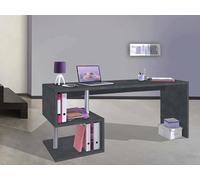 Dmora - Scrivania Samuel, Scrittoio lineare porta PC, Tavolo multiuso per ufficio, Scrivania salvaspazio multiposizione, 100% Made in Italy, cm 180x60h78, Ardesia
