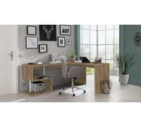 Dmora Scrivania Sasha, Scrittoio angolare Porta PC, Tavolo Multiuso per Ufficio, Scrivania salvaspazio Multiposizione, 100% Made in Italy, cm 160x60h78, Rovere
