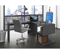 Dmora - Scrivania Sasha, Scrittoio angolare porta PC, Tavolo multiuso per ufficio, Scrivania salvaspazio multiposizione, 100% Made in Italy, cm 160x60h78, Ardesia