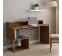 Dmora Scrivania Silvestro 60x140x93h cm Marrone Rovere 2 Ripiani Supporto pc, Colore Piano Marrone Made in Italy