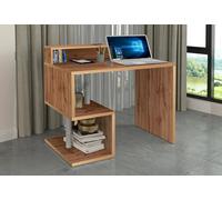 Dmora - Scrivania Silvio, Scrittoio lineare con ripiani portaoggetti, Scrivania ufficio multiuso con sopralzo, 100x50h93 cm, Rovere