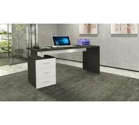 Dmora - Scrivania Siro, Scrittoio lineare, Scrivania ufficio multiuso, Scrivania salvaspazio multi posizione, 160x60h75 cm, Bianco e Ardesia