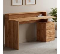 Dmora - Scrivania Svevo, Scrittoio con sopralzo, Scrivania ufficio multiuso, Scrivania salvaspazio multi posizione, 160x60h90 cm, Rovere