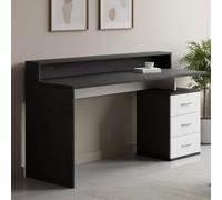 Dmora - Scrivania Svevo, Scrittoio con sopralzo, Scrivania ufficio multiuso, Scrivania salvaspazio multi posizione, 160x60h90 cm, Bianco e Ardesia