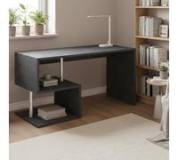 Dmora Scrivania Valerio 60x140x78h cm Grigio Ardesia 2 Ripiani Modulabile, Supporto pc Made in Italy