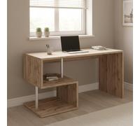 Dmora Scrivania Valerio 60x140x78h cm Marrone Rovere 2 Ripiani Modulabile, Colore Piano Marrone Made in Italy