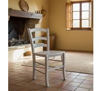 Dmora Sedia Classica In Legno, Made In Italy, Con Fondello In Finta Pelle Bianca, Cm 41 X 43 X 86, Colore Bianco