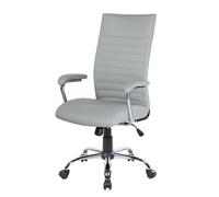 Dmora Sedia con Ruote Basciano Grigio Regolabile 5 Ruote, Poltrona da Ufficio Imbottito