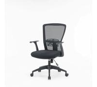 Dmora Sedia con Ruote Devonport, Poltrona operativa a Rete con braccioli, Seduta ergonomica da Ufficio, 60x64h98/108 cm, Nero