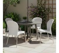 Dmora Sedia da Esterno Borgonov Bianco 4 Sedie Impilabile, Peso Supportato 120 kg Made in Italy