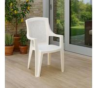 Dmora Sedia da Esterno Carmiano Bianco Una Sedia Impilabile, Braccioli