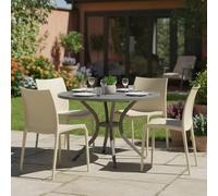 Dmora Sedia da Esterno Castellam Beige 4 Sedie Impilabile, Peso Supportato 120 kg Made in Italy
