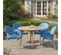 Dmora Sedia da Esterno Dozzan Azzurro 4 Sedie Impilabile, Braccioli Made in Italy