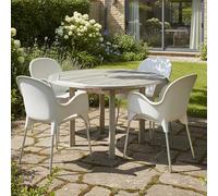 Dmora Sedia da Esterno Dozzan Beige 4 Sedie Impilabile, Braccioli Made in Italy