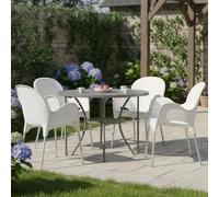 Dmora Sedia da Esterno Dozzan Bianco 4 Sedie Impilabile, Braccioli Made in Italy