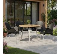 Dmora Sedia da Esterno Dozzan Nero Antracite 4 Sedie Impilabile, Braccioli Made in Italy