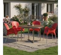 Dmora Sedia da Esterno Dozzan Rosso 4 Sedie Impilabile, Braccioli Made in Italy