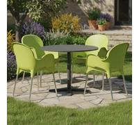 Dmora Sedia da Esterno Dozzan Verde 4 Sedie Impilabile, Braccioli Made in Italy