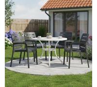 Dmora Sedia da Esterno Furorer Nero 4 Sedie Impilabile, Braccioli Made in Italy