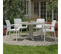 Dmora Sedia da Esterno Madesimo Bianco 4 Sedie Impilabile, Braccioli Made in Italy