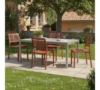 Dmora Sedia da Esterno Molfetta Marrone Terracotta 4 Sedie Impilabile, Peso Supportato 120 kg Made in Italy